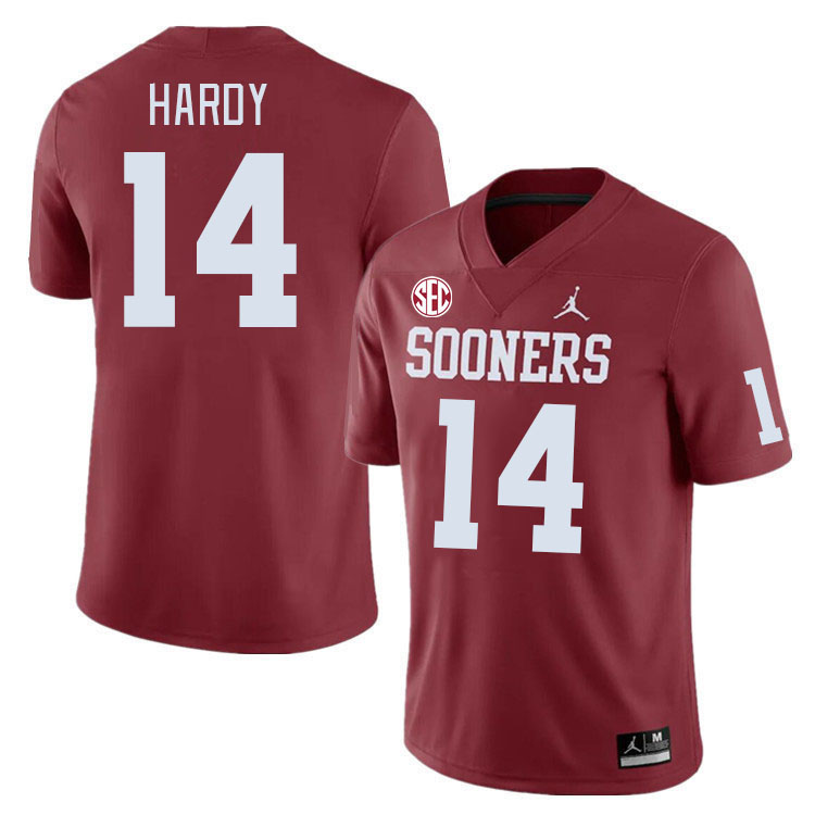 #14 Jaydan Hardy Oklahoma Sooners 2024 SEC Conference College Football Jerseys-Crimson